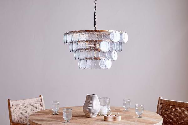 Kagitha Recycled Glass Statement Chandelier - Clear