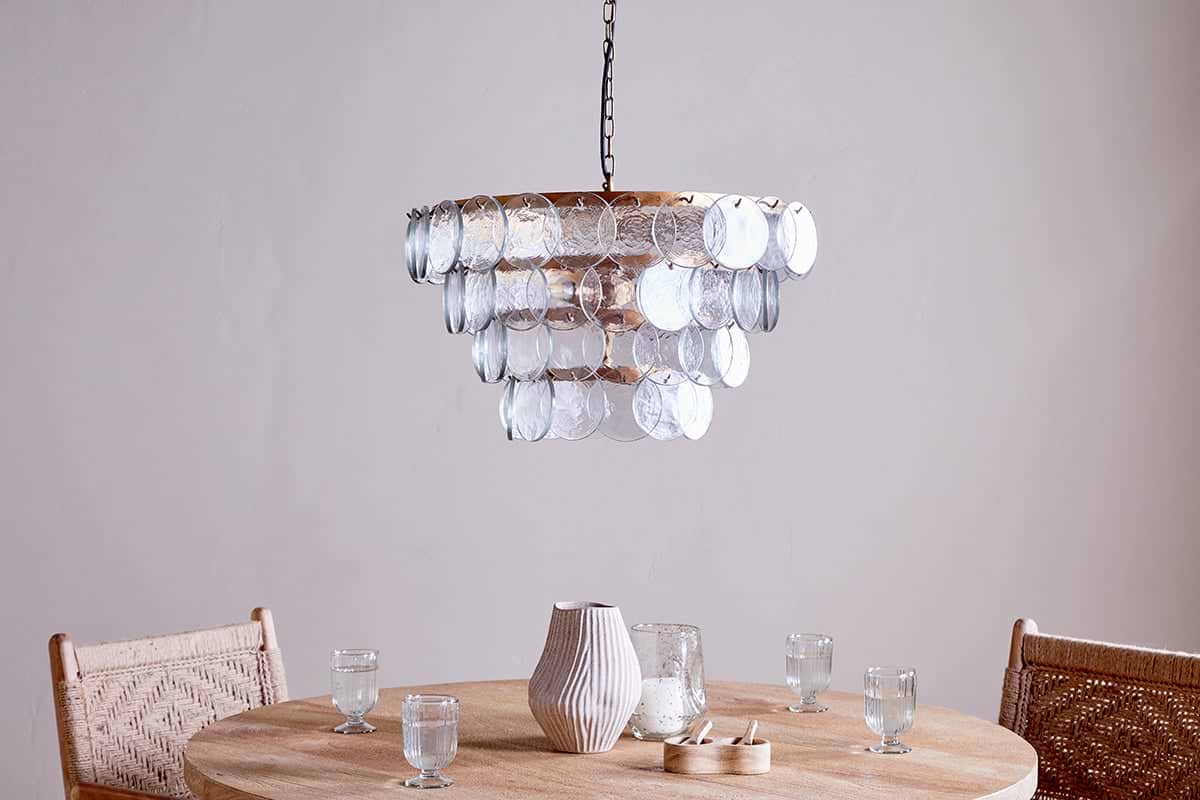 Kagitha Recycled Glass Statement Chandelier - Clear