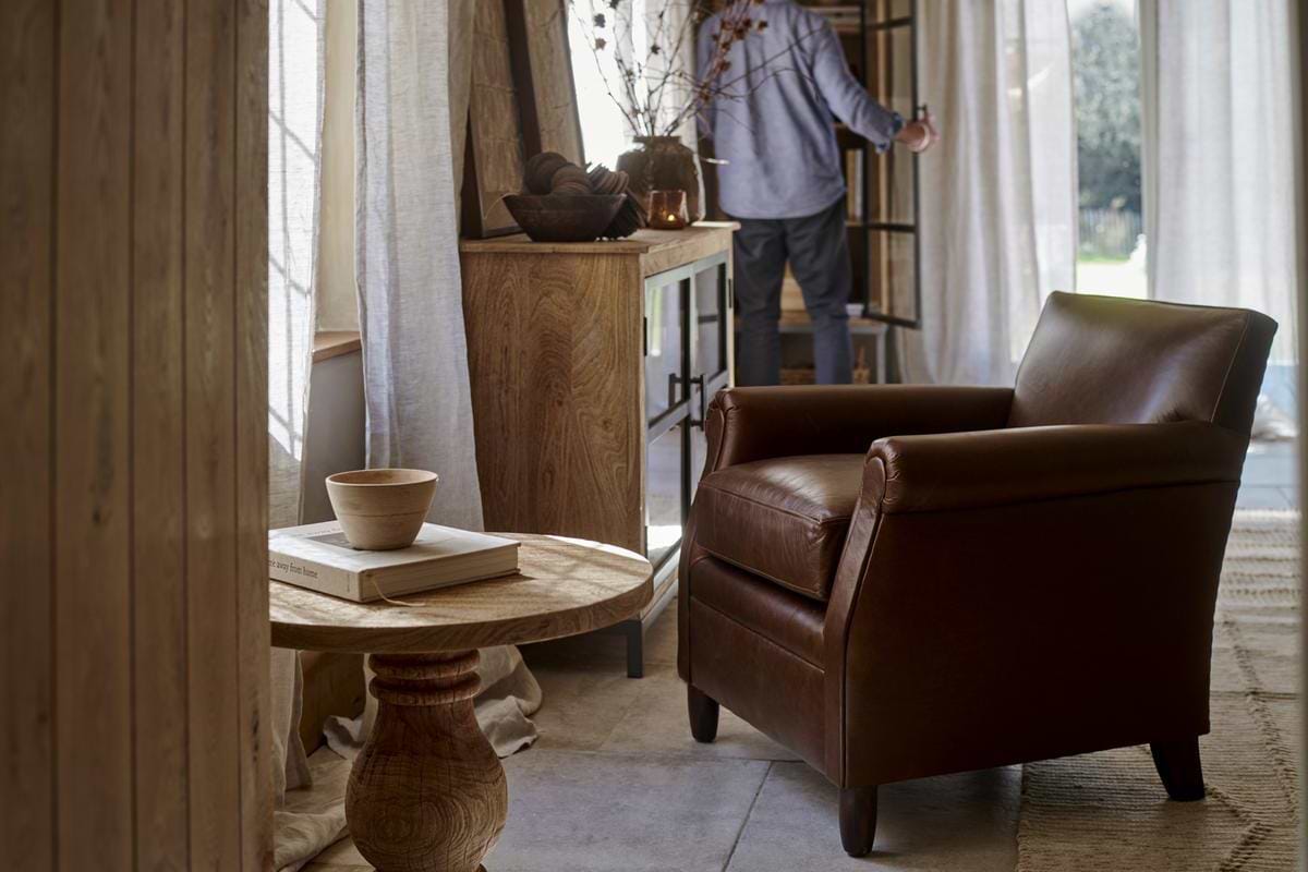 Knada Leather Armchair - Chocolate Brown-SEATING-Nkuku