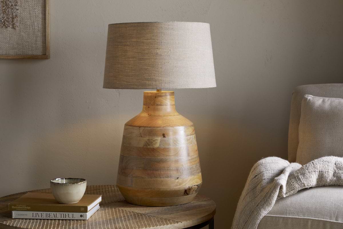 Kayo Statement Table Lamp Mango Wood - Natural-LAMPS-Nkuku