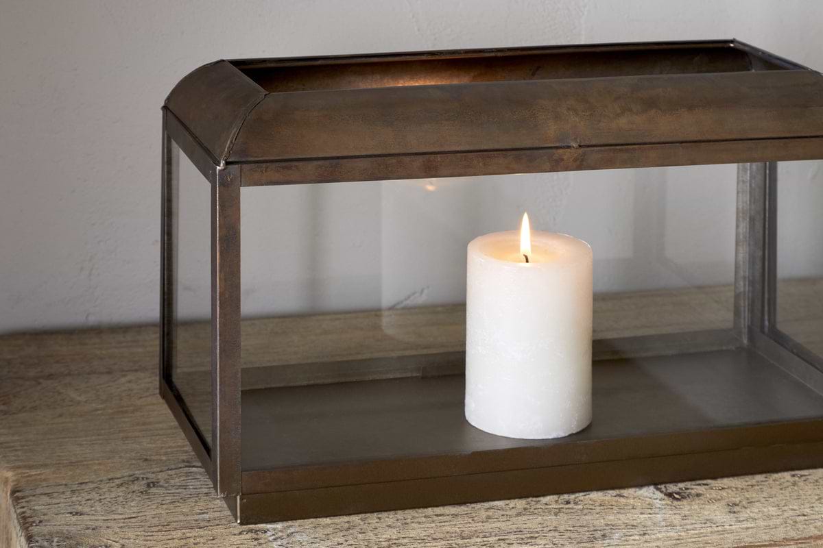 Kiwanda Wide Lantern - Antique Brass-CANDLES HOLDERS & LANTERNS-Nkuku
