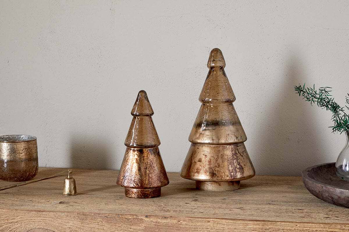 Konara Glass Tree - Gold Crackle-CHRISTMAS DECORATIONS-Nkuku