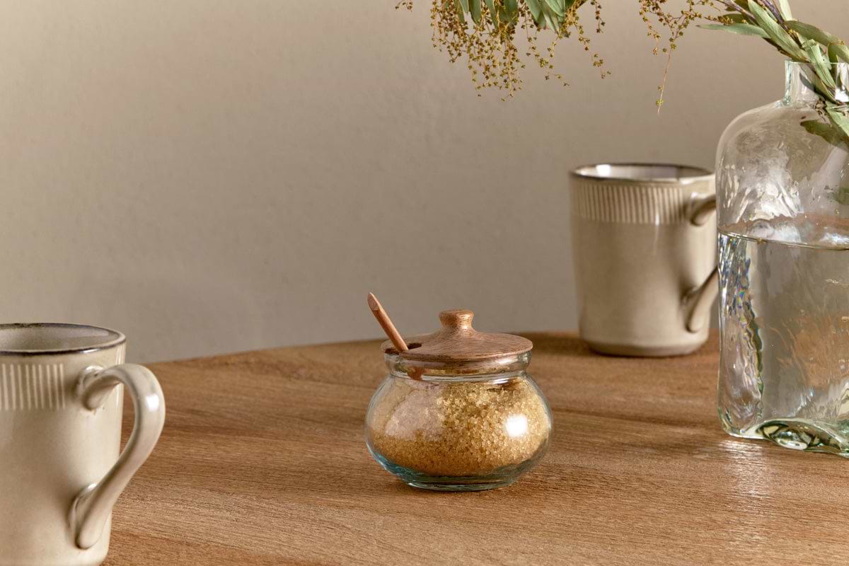 Kali Round Storage Jar - Natural & Clear-KITCHEN STORAGE & UTILITY-Nkuku