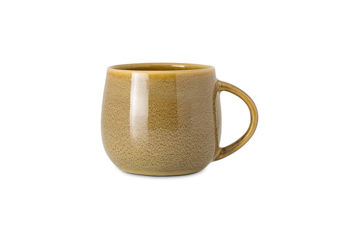 The nkuku Kalini Mug - Green (Extra Large) features a rounded shape, wide base, curved right-side handle, and a textured speckled green glaze, shown against a plain white background.