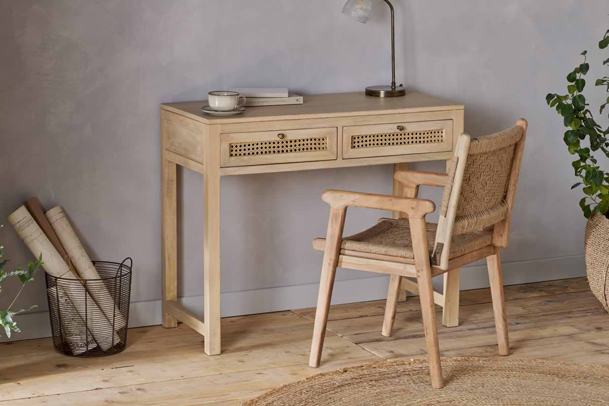 Kanz Mango Wood Writing Desk - Natural-TABLES-Nkuku