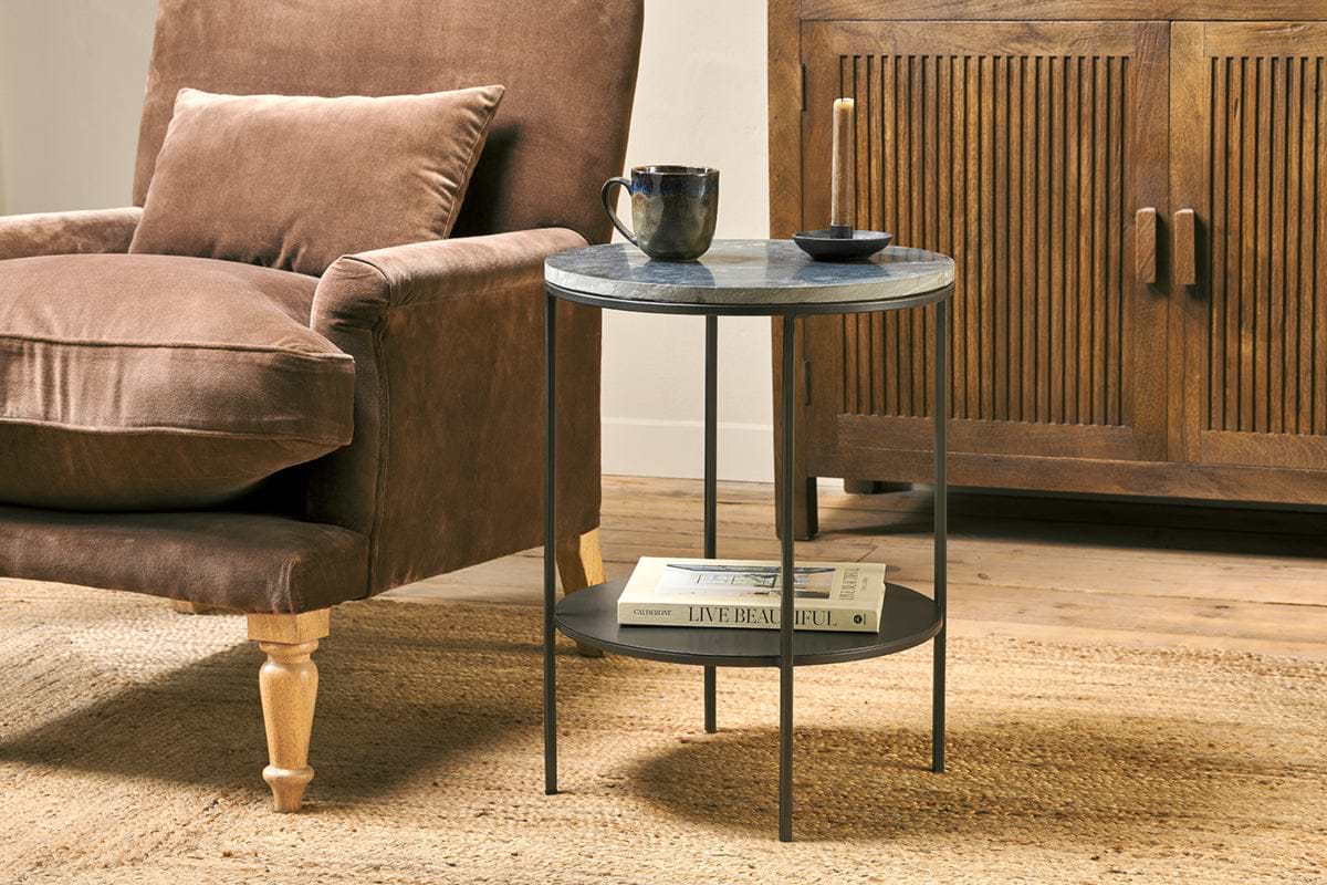 Karoko Marble Side Table-TABLES-Nkuku