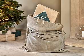 Karru Cotton Velvet Sack - Light Grey-CHRISTMAS DECORATIONS-Nkuku