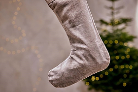 Karru Cotton Velvet Stocking - Light Grey-CHRISTMAS DECORATIONS-Nkuku
