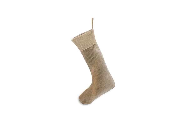 Karru Cotton Velvet Stocking - Light Grey-CHRISTMAS DECORATIONS-Nkuku