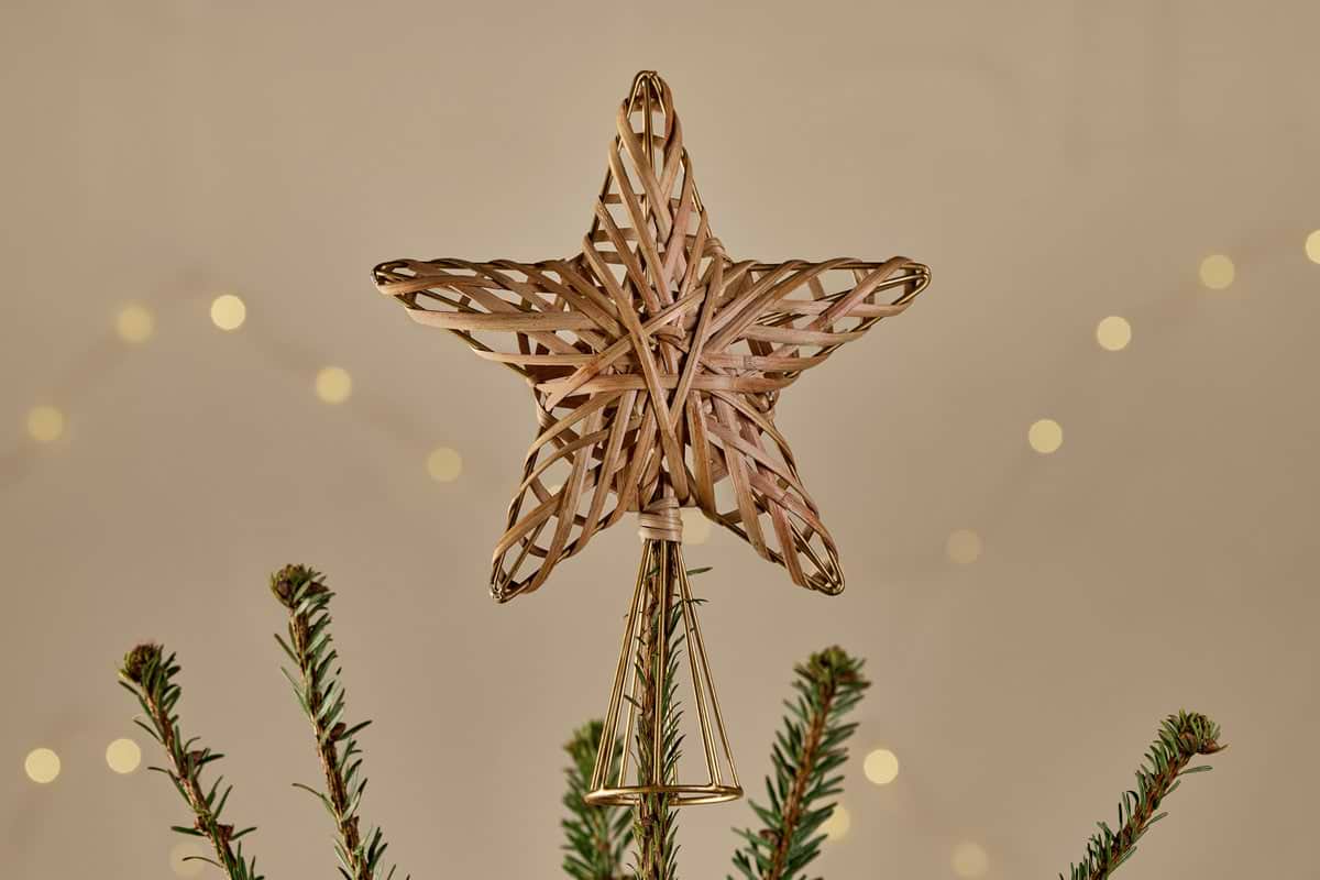 Katana Cane Tree Topper - Natural-CHRISTMAS DECORATIONS-Nkuku