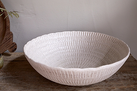 Kayanna Ceramic Decorative Bowl - White-DECORATIVE ACCESSORIES-Nkuku