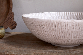 Kayanna Ceramic Decorative Bowl - White-DECORATIVE ACCESSORIES-Nkuku