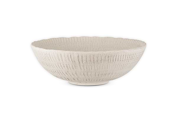 Kayanna Ceramic Decorative Bowl - White-DECORATIVE ACCESSORIES-Nkuku