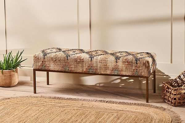 Kesu Kilim & Iron Bench-SEATING-Nkuku