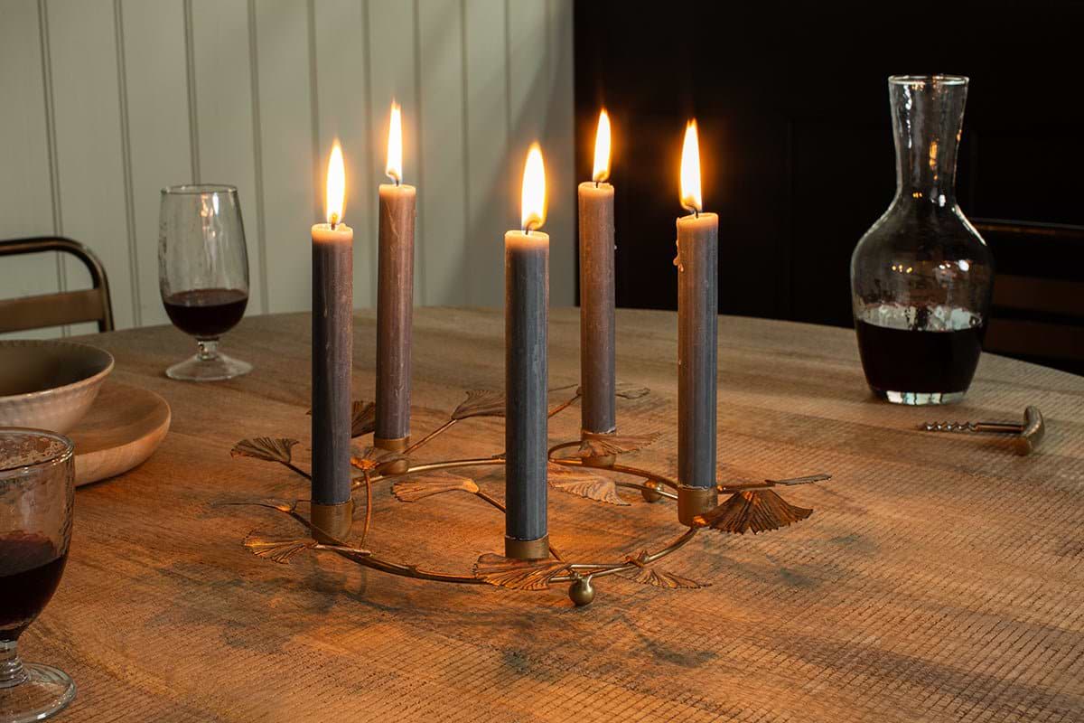 Khamila Leaf Iron Candle Holder-CHRISTMAS DECORATIONS-Nkuku