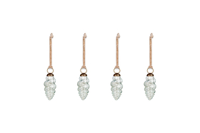 Khol Shell Baubles - Clear Antique - (Set of 4)-CHRISTMAS DECORATIONS-Nkuku