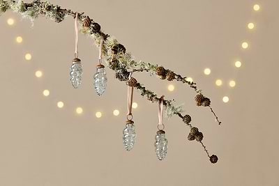 Khol Shell Baubles - Clear Antique - (Set of 4)-CHRISTMAS DECORATIONS-Nkuku
