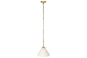 The Kiara Organic Shape Ceramic Pendant Light by nkuku features a conical off-white shade and antique brass accents, creating a minimalist modern look. This handcrafted light is perfect for kitchens, blending elegant simplicity with contemporary style.