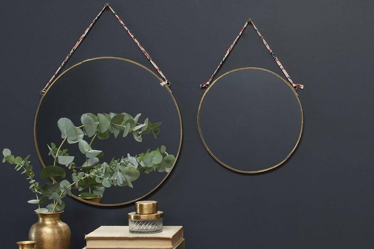 Kiko Round Mirror - Brass-MIRRORS-Nkuku