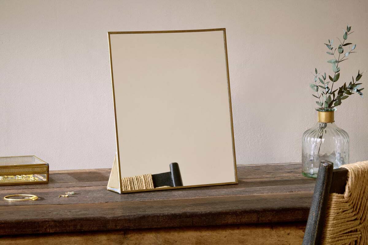 Kiko Standing Mirror - Antique Brass-MIRRORS-Nkuku