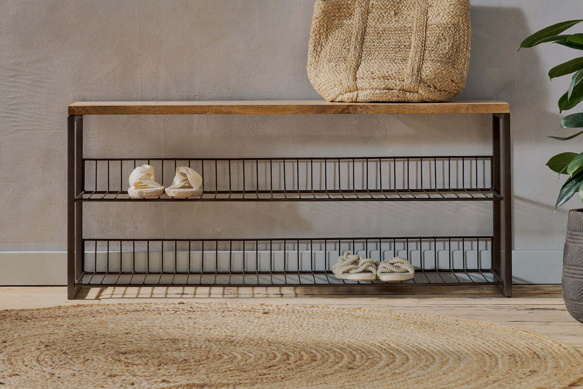 Kiyoma Iron & Wood Low Standing Shelves - Natural – Nkuku