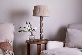Konali Mango Wood Table Lamp - Ash Stain
