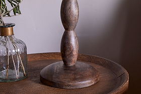 Konali Mango Wood Table Lamp - Ash Stain