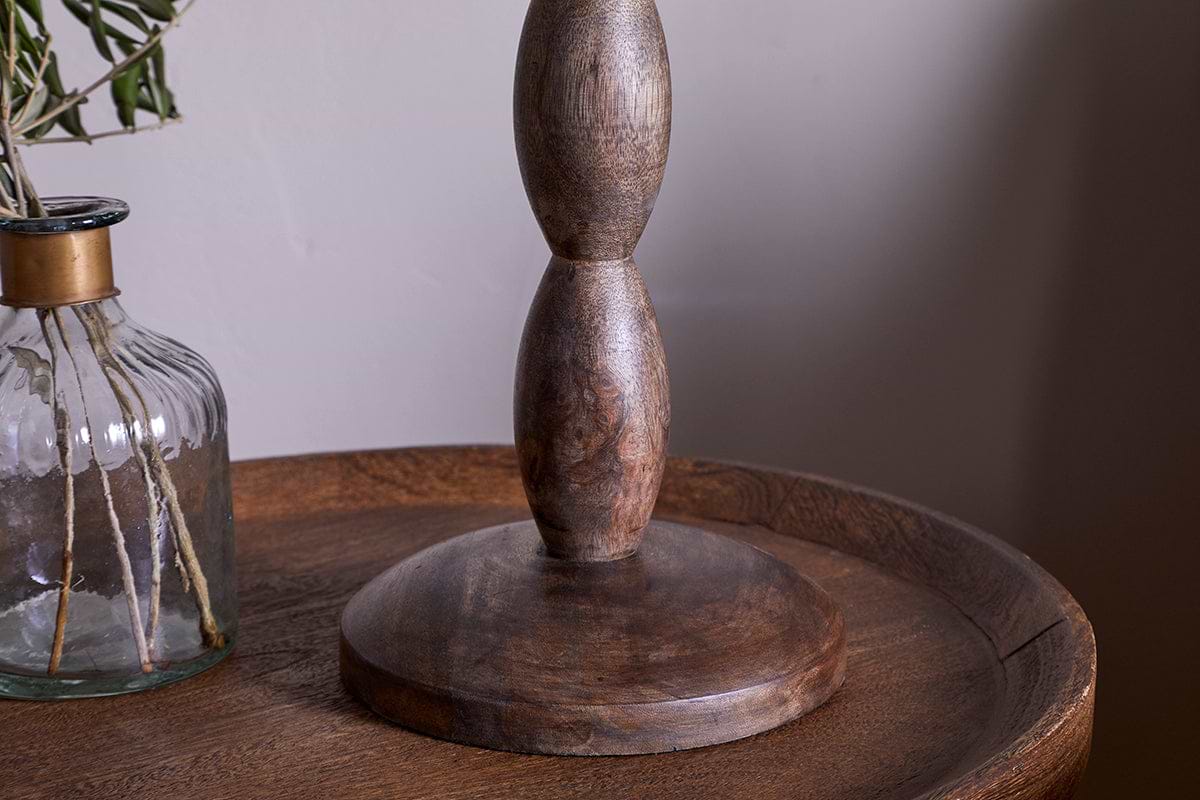 Konali Mango Wood Table Lamp - Ash Stain