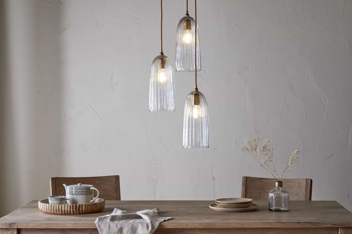 Lumina Fluted Recycled Glass Cluster Light - Clear-LIGHTS-Nkuku