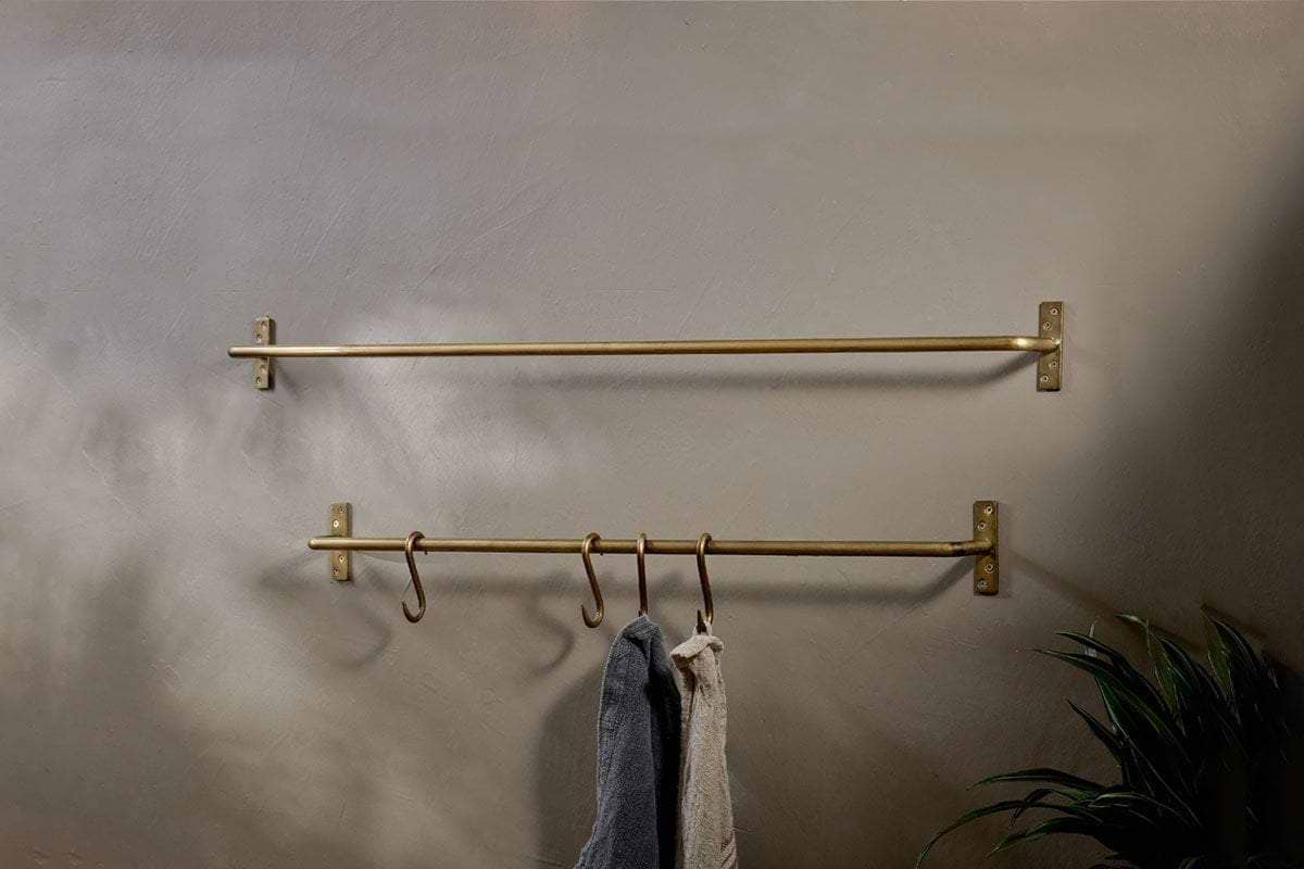 Laila Iron Hanging Rail - Brass-STORAGE-Nkuku