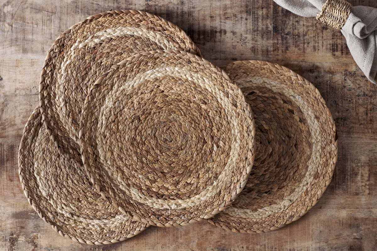 Lam Round Tablemats - Natural (Set of 4)-KITCHEN & DINING ACCESSORIES-Nkuku