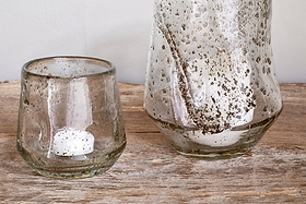 Linora Recycled Glass Tealight Holder - Clear-CANDLES HOLDERS & LANTERNS-Nkuku