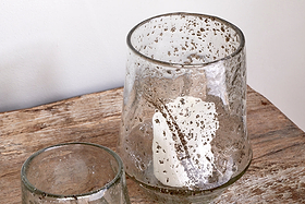 Linora Recycled Glass Tealight Holder - Clear-CANDLES HOLDERS & LANTERNS-Nkuku