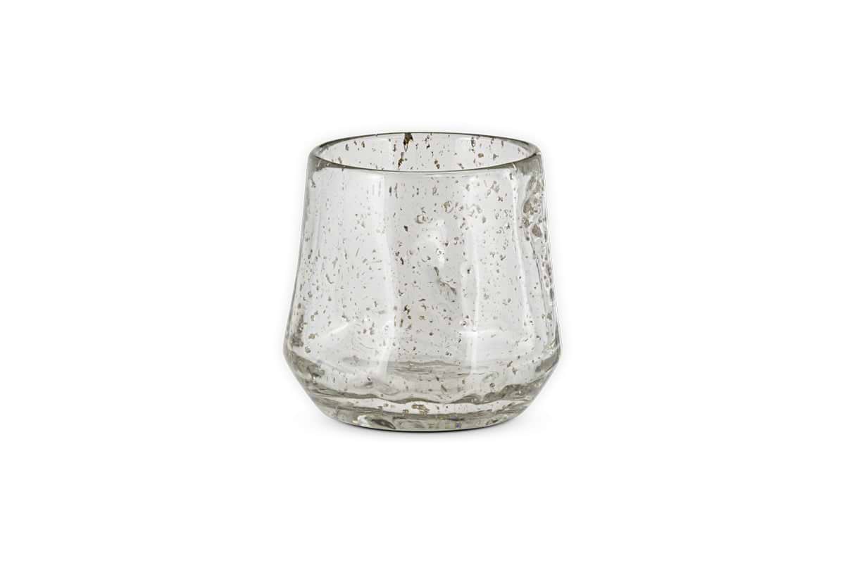 Linora Recycled Glass Tealight Holder - Clear-CANDLES HOLDERS & LANTERNS-Nkuku
