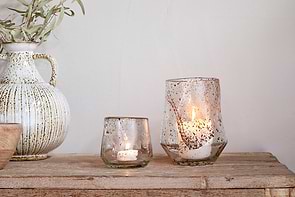 Linora Recycled Glass Tealight Holder - Clear-CANDLES HOLDERS & LANTERNS-Nkuku