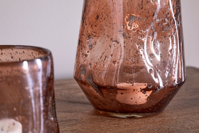 Linora Recycled Glass Tealight Holder - Terracotta-CANDLES HOLDERS & LANTERNS-Nkuku