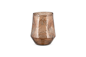 Linora Recycled Glass Tealight Holder - Terracotta-CANDLES HOLDERS & LANTERNS-Nkuku