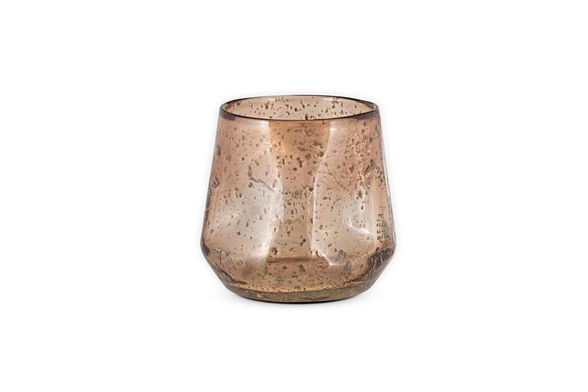 Linora Recycled Glass Tealight Holder - Terracotta-CANDLES HOLDERS & LANTERNS-Nkuku