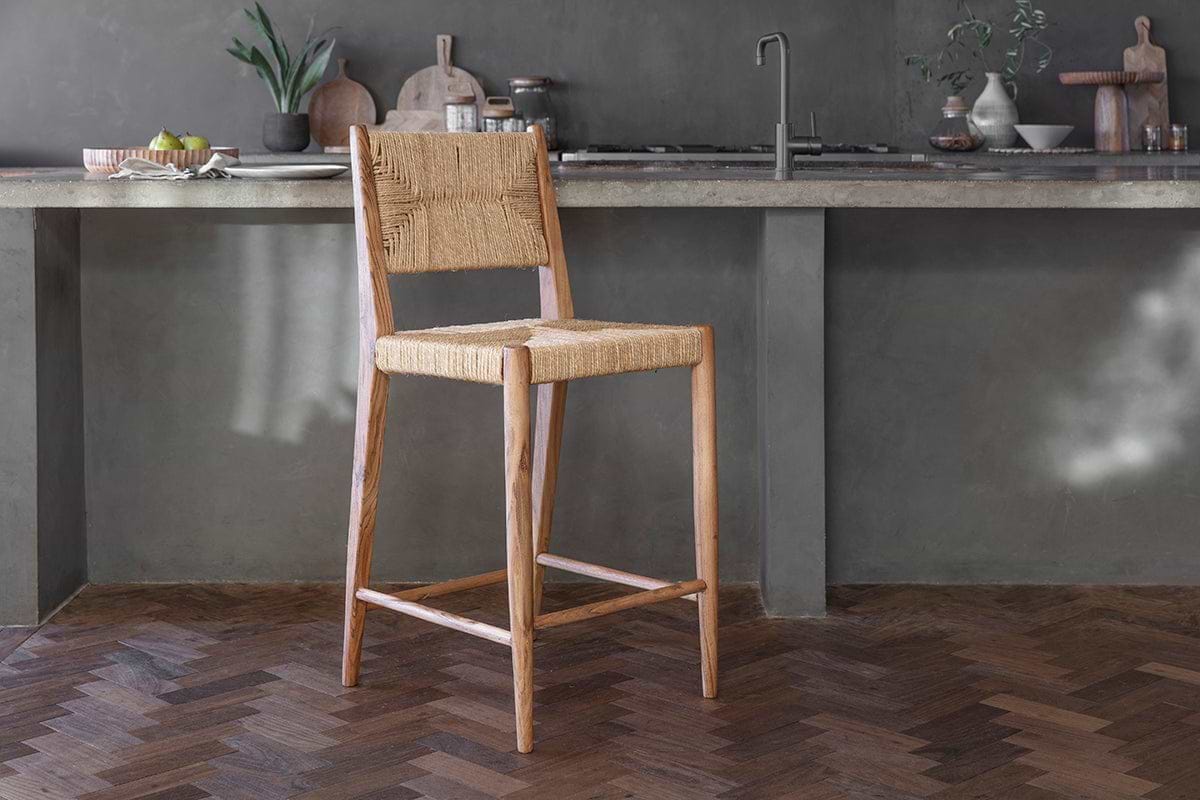 Lohanda Acacia & Munja Grass Counter Chair - Natural-SEATING-Nkuku
