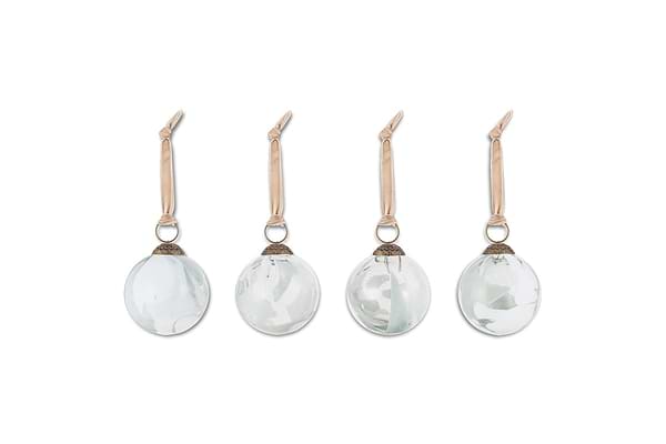Lohara Baubles - White (Set of 4)-CHRISTMAS DECORATIONS-Nkuku