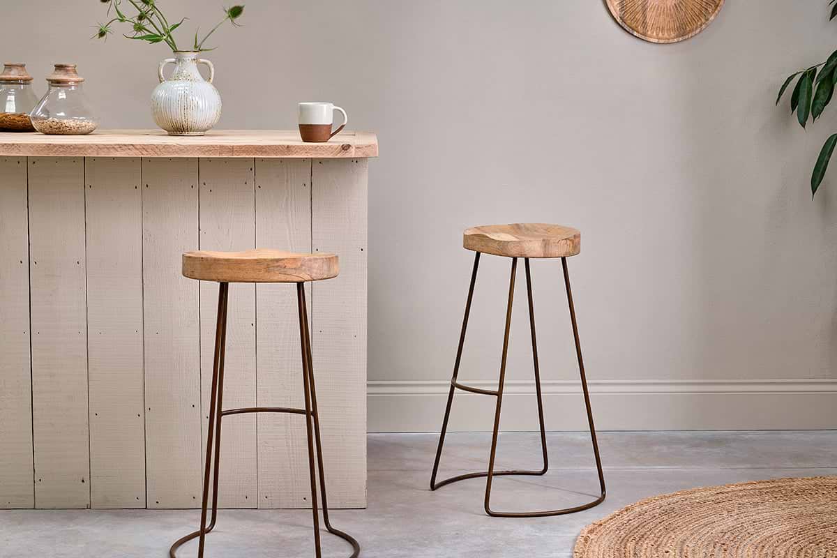 Loko Mango Wood Stool - Tall-SEATING-Nkuku