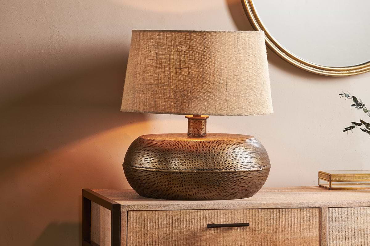 Lumbu Lamp - Antique Brass - Large-LAMPS-Nkuku