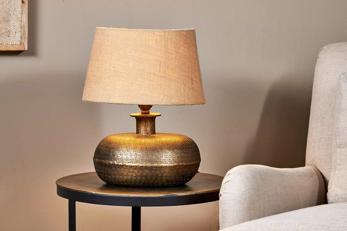 Lumbu Lamp - Antique Brass - Small-LAMPS-Nkuku