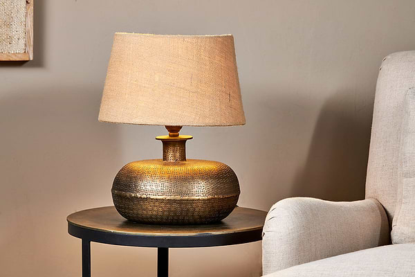 Lumbu Lamp - Antique Brass - Small-LAMPS-Nkuku