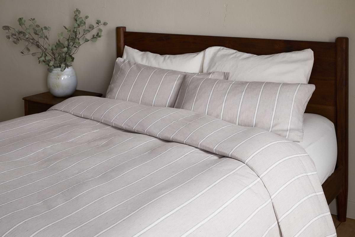 Mora Hemp & Cotton Duvet Cover - Stone Grey-TEXTILES-Nkuku