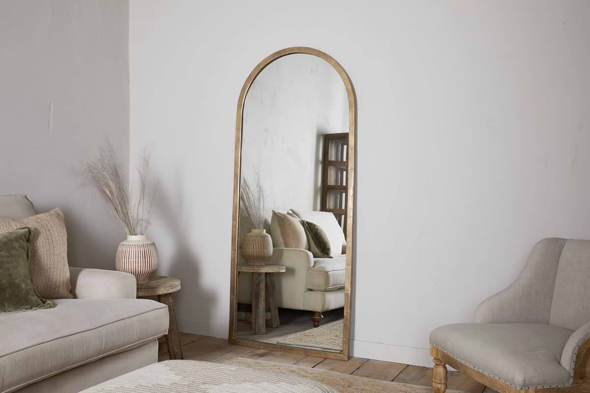 Murwara Full Length Mirror - Antique Brass-MIRRORS-Nkuku