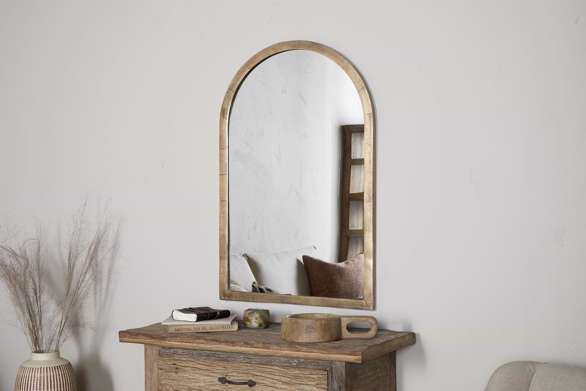 Murwara Wall Mirror - Antique Brass-MIRRORS-Nkuku