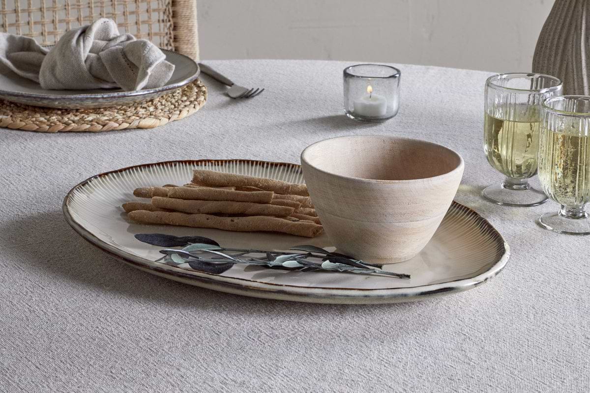 Malia Large Oval Platter - Cream-SERVEWARE-Nkuku