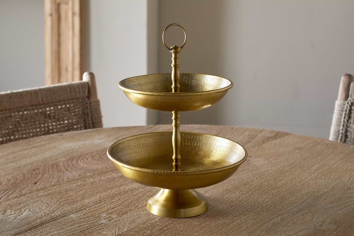 Mahika Stand - Antique Brass-SERVEWARE-Nkuku
