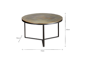 The Maba Coffee Table by nkuku features a textured gold and gray top with a black metal frame, bringing charm to your living room. It measures 72cm wide and 43cm tall.